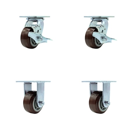 Service Caster Tool Box Caster Wheel Set 4'' Maroon Polyurethane Swivel Casters, 4PK TOOL-SCC-30CS420-PPUB-TLB-2-R-2